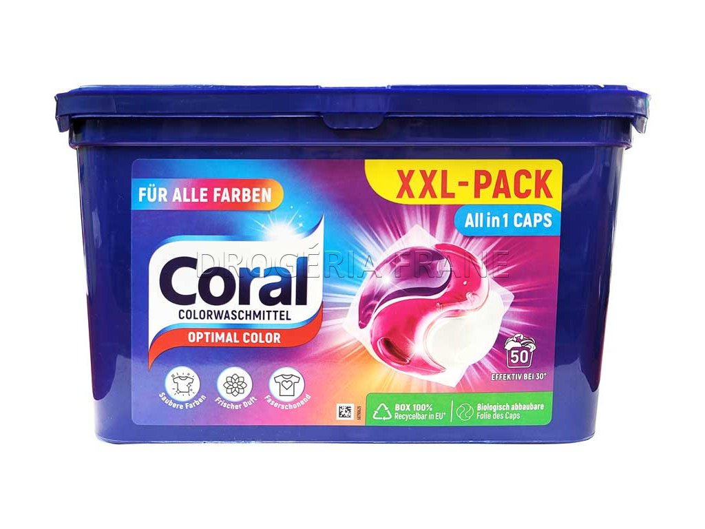 coral 3 v 1 optimal color caps kapsule na pranie 50 ks