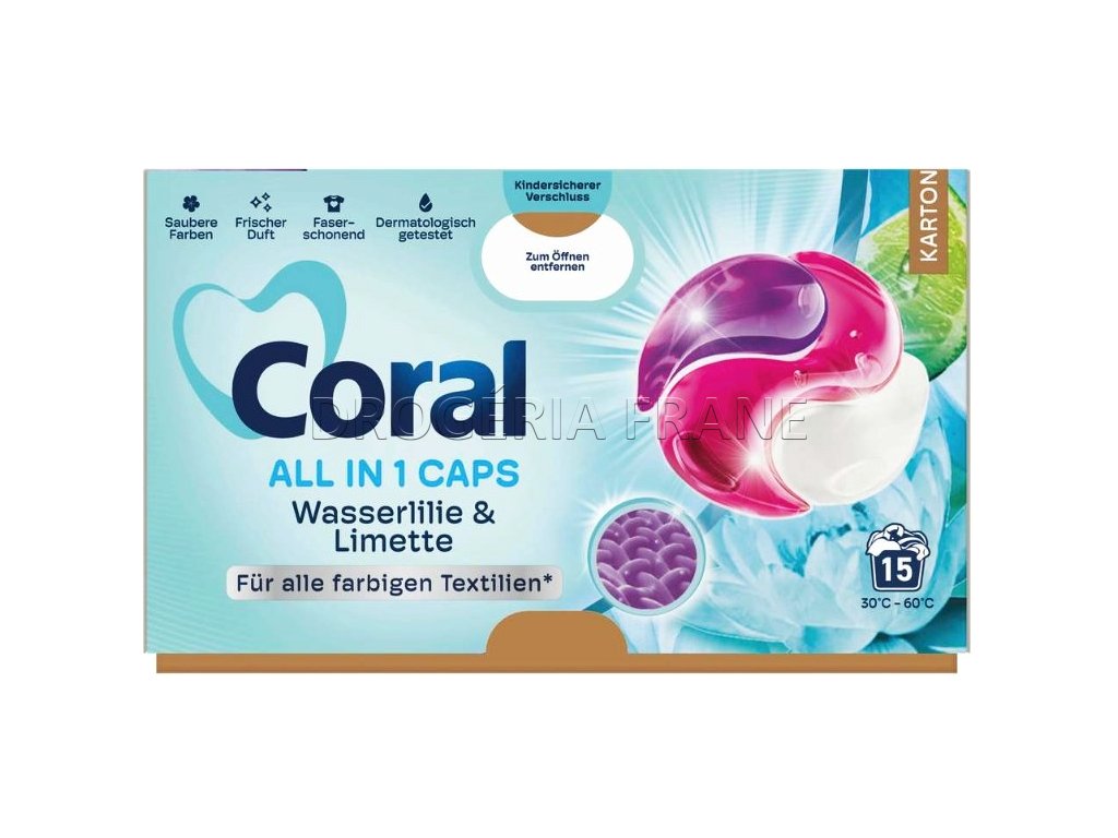 coral color all in 1 caps wasserlilie limette kapsule na pranie 15 ks