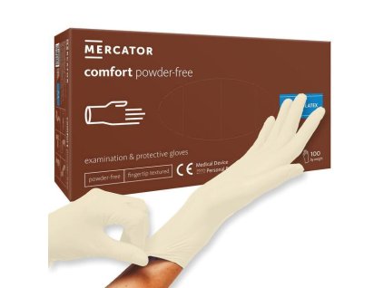 Rukavice Mercator Latex comfort jednorázové bez púdru - 100 ks / balenie