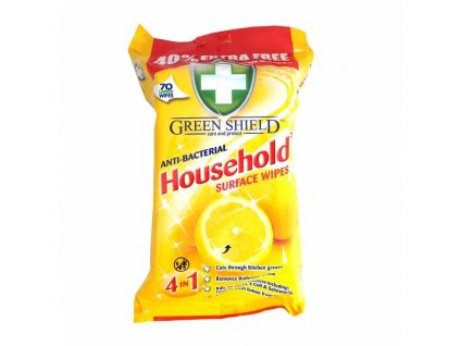 GREEN SHIELD household vlhčené čistiace obrúsky antibakteriálne - 70 ks