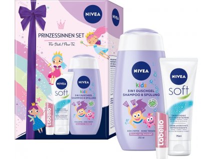 Nivea kids detská darčeková sada - soft krém, sprchový gél 250 ml, labello