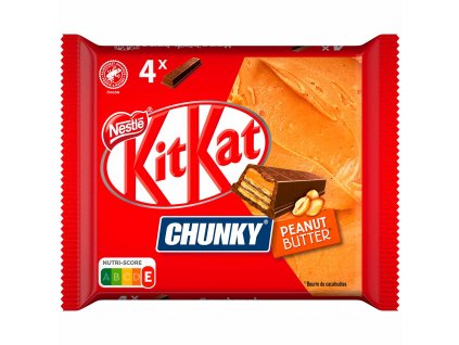 Nestlé KitKat Chunky Peanut Butter vaflové tyčinky pokryté arašidovým krémom - 160 g (4x40g)