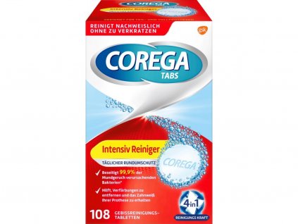 Corega tabs 4 in 1 tablety na čistenie zubných náhrad - 108 ks