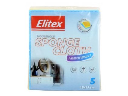 Elitex Sponge cloth špongiová utierka 18 x 15 cm - 5 ks