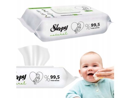 Nawilzane chusteczki z woda Mokre dla dzieci wilgotne SLEEPY Natural 60 szt