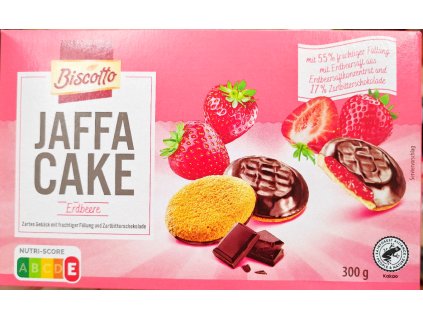 (DE) Biscotto Jaffa Cake Erdbeere piškóty s jahodovou ovocnou náplňou  - 300 g