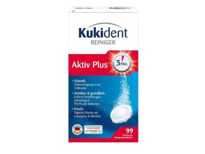 (DE) Kukident reining Aktiv plus tabletky na čistenie zubných náhrad - 99 ks