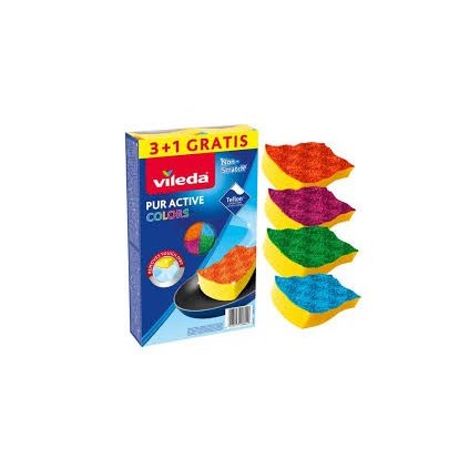 VILEDA Pur Active Colors špongia na umývanie riadu 3+1ks