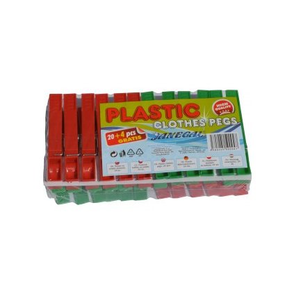 Štipce na prádlo plastové 20 + 4 ks