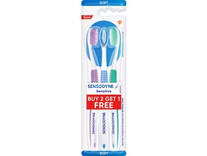sensodyne toothbrush sensitive toothbrush with soft rounded bristles 3 pieces buy 2 get 1 free 6.1 1671741572