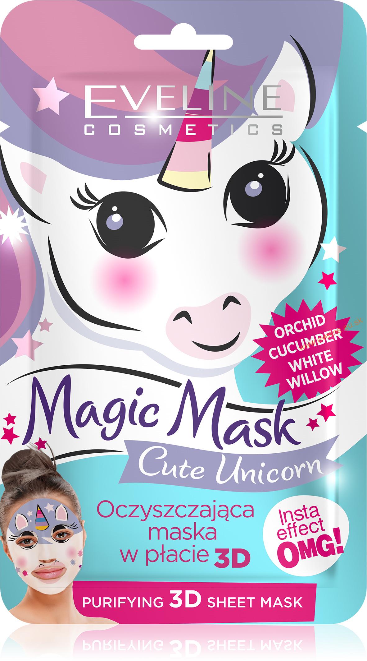 Eveline Cosmetics EVELINE Magic Mask čistiaca Cute Unicorn látková maska 1ks