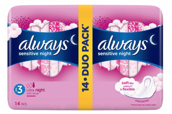 Always Ultra Sensitive Night Hygienické Vložky 14 ks