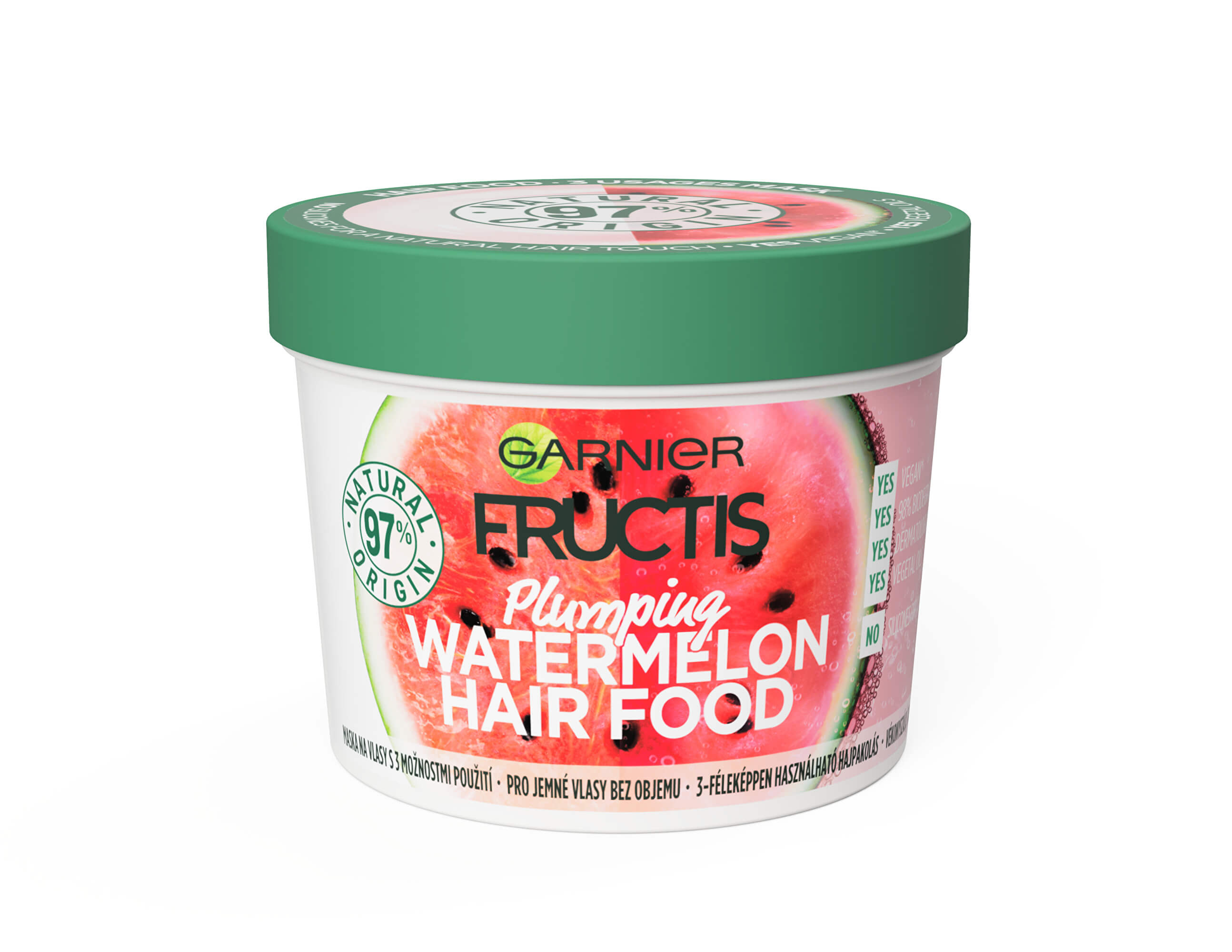 E-shop Garnier Fructis Watermelon Hair Food maska pre jemné vlasy bez objemu 390ml