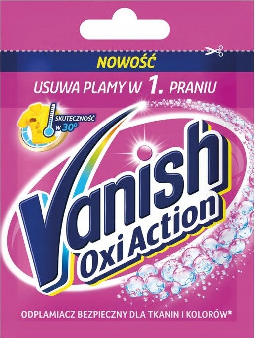VANISH Pink Oxi Action - Práškový odstraňovač škvŕn 90G