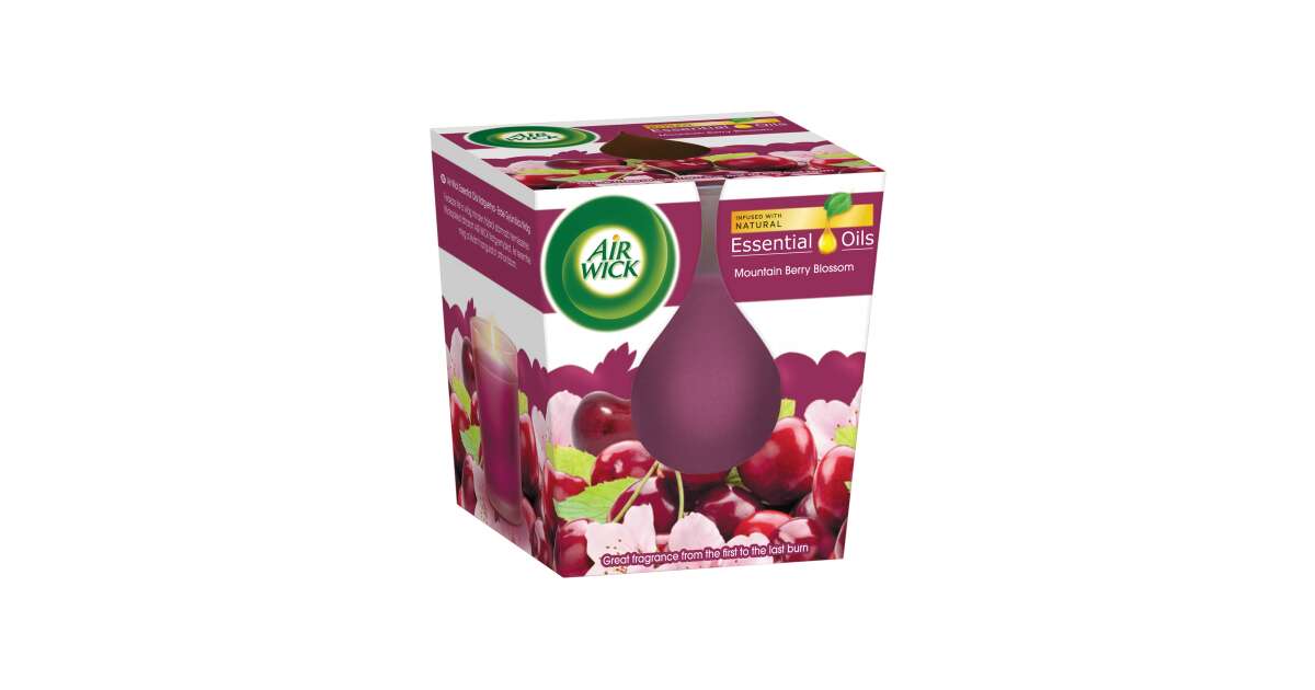 E-shop Air Wick Essential Oils Mountain Berry Blossom sviečka 105g