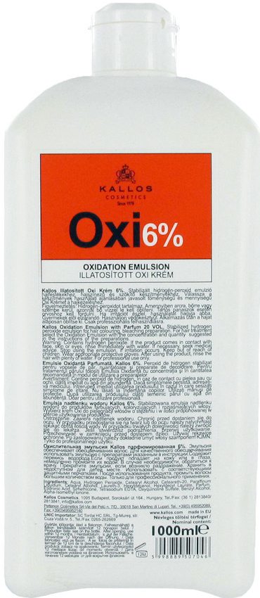 E-shop Kallos krémový peroxid (OXI-s vôňou) - 6% - 1000 ml