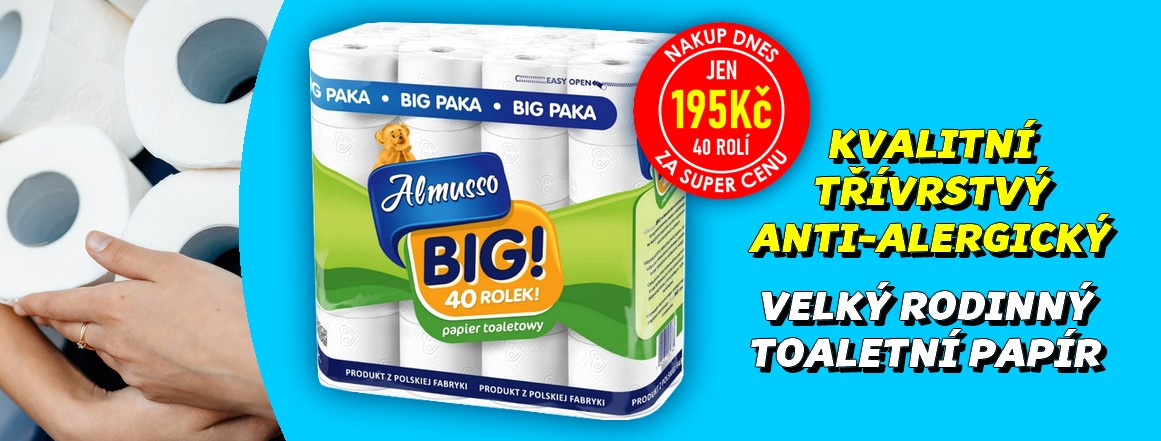 NAKUP DNES - ALMUSSO BIG! Toaletní papír 3-vrstvý 40rolí