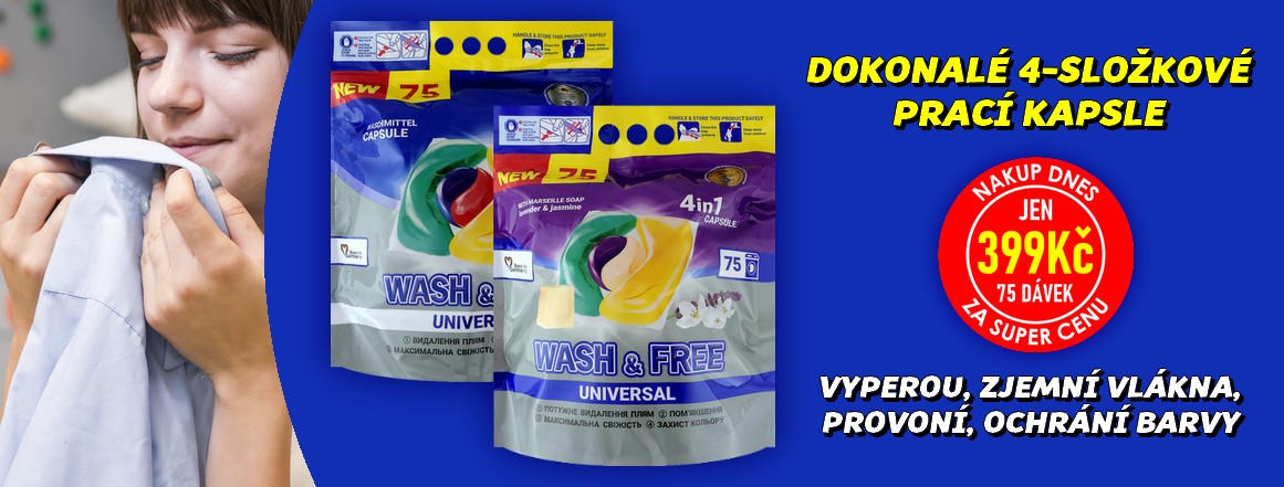 NAKUP DNES - WASH&FREE Prací kapsle 75ks