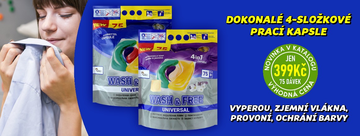 NOVINKA - WASH&FREE Prací kapsle 75ks