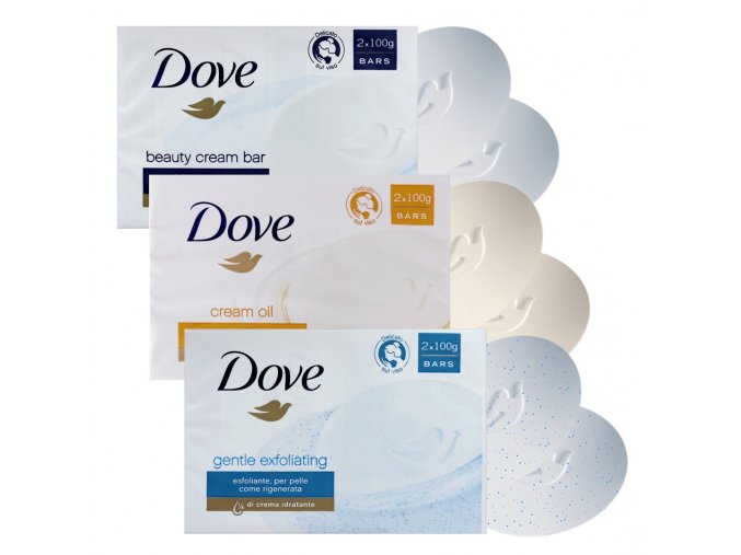 dove tuhe mydlo 2x100g box 3druhy rozbalene