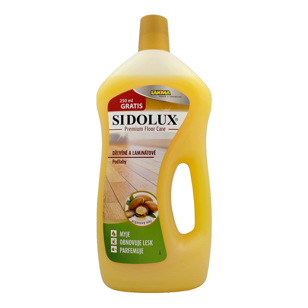 LAKMA (ČR) SIDOLUX PREMIUM FLOOR CARE Čistič podlah 1L Čistič podlah 1L SIDOLUX PREMIUM FLOOR CARE: DŘEVĚNÉ A LAMINÁTOVÉ PODLAHY - ARGANOVÝ OLEJ (žlutá)