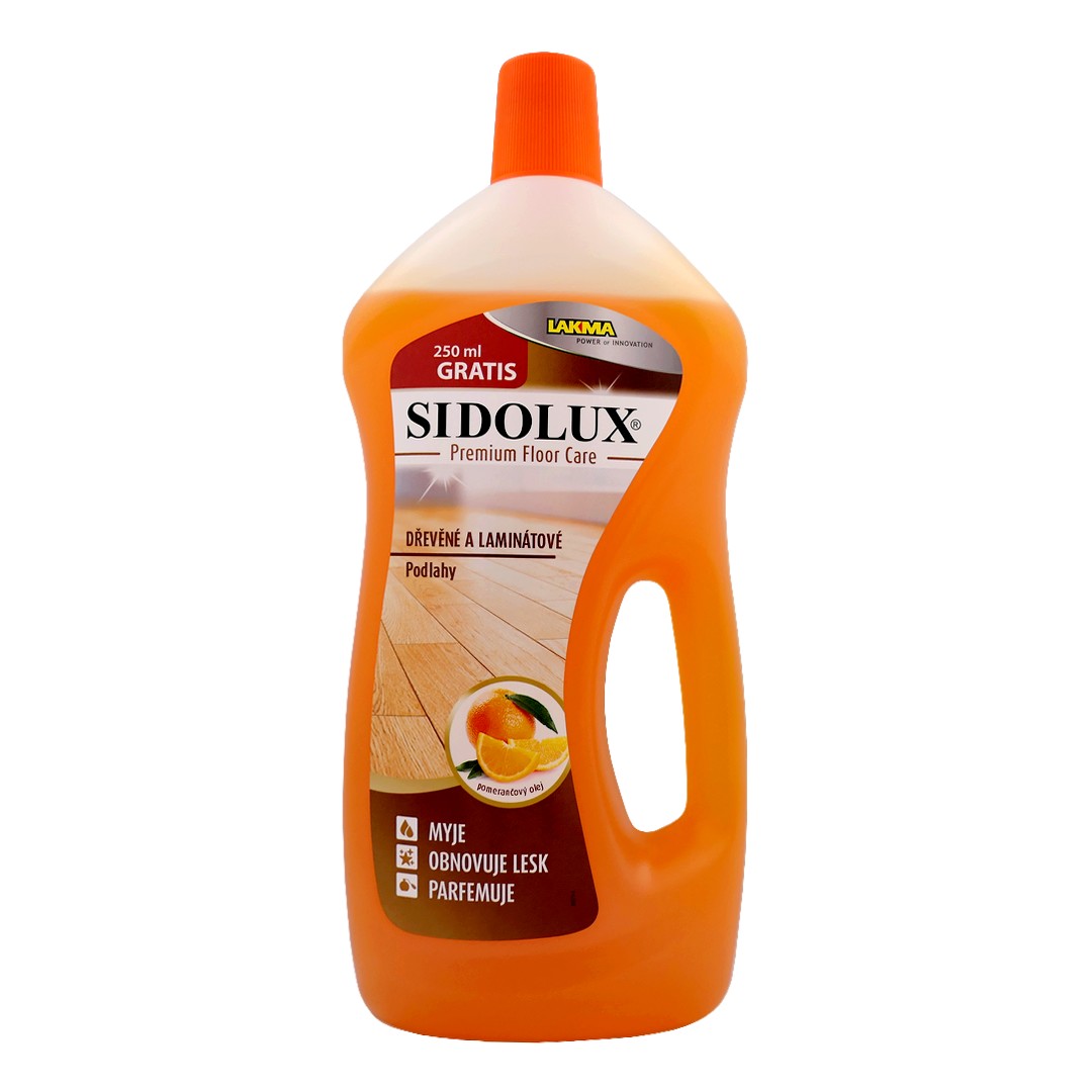 LAKMA (ČR) SIDOLUX PREMIUM FLOOR CARE Čistič podlah 1L Čistič podlah 1L SIDOLUX PREMIUM FLOOR CARE: DŘEVĚNÉ A LAMINÁTOVÉ PODLAHY - POMERANČOVÝ OLEJ (oranžová)