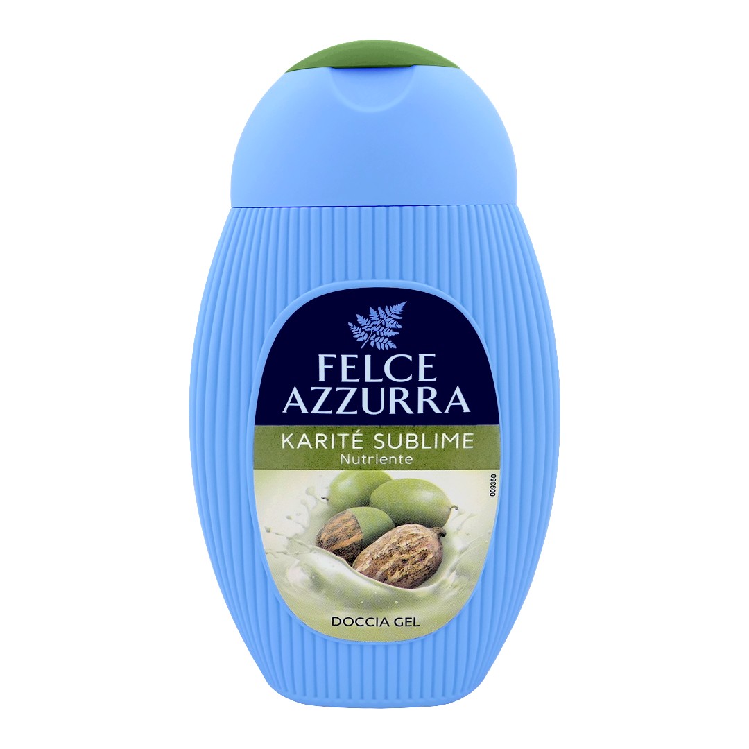 Felce Azzurra (Itálie) FELCE AZZURRA Sprchový gel 250ml Sprchový gel 250ml FELCE AZZURRA: KARITÉ SUBLIME NUTRIENTE (olivově zelená)
