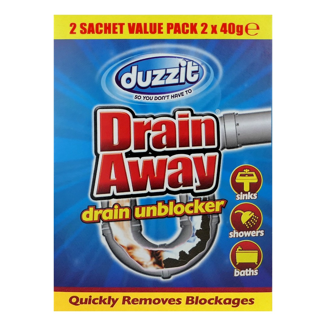 Duzzit (UK) DUZZIT DRAIN AWAY DRAIN UNBLOCKER Práškový čistič odpadů 2x40g