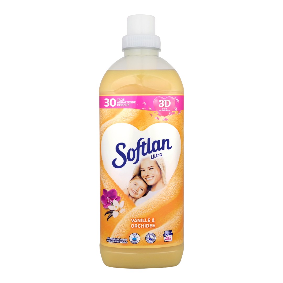 Softlan (Německo) SOFTLAN ULTRA 3D Koncentrovaná aviváž 1L (45dávek) SOFTLAN ULTRA 3D Koncentr.aviváž 1L (45dávek): VANILLE & ORCHIDEE (žlutá)