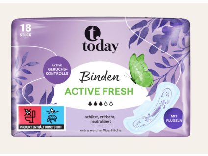 Today menstruační vložky Active Fresh s křidélky, 18 ks