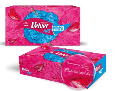Velvet ART papírové kapesníky v krabici, 3vrstvé, 120 ks