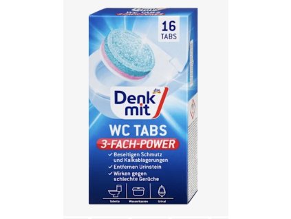 Denkmit WC tablety, čistící a proti vodnímu kameni 3v1, 16 ks