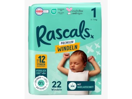Rascals prémiové plenky vel. 1 (3-5 kg), 21 ks