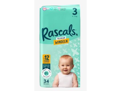 Rascals prémiové plenky vel. 3 ( 6-11 kg), 34 ks