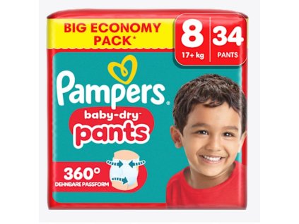 Pampers Pants Baby Dry vel. 8 Extra Large, (17+ kg), BIG PACK, 34 ks