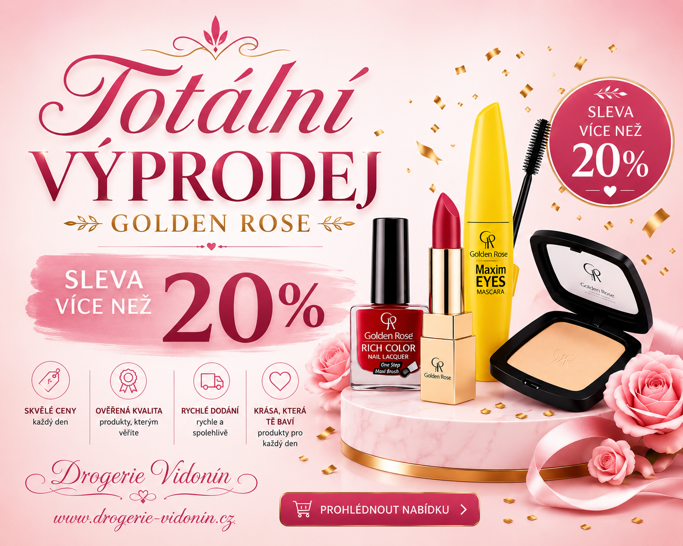 Golden Rose kosmetika se slevou až 20 %