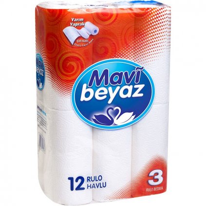 Mavi Beyaz kuchyňské utěrky 3 vrstvé 12rolí 8697459720973