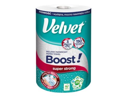 Velvet Boost třívrstvé papírové ručníky, 300 útržků, 1 role