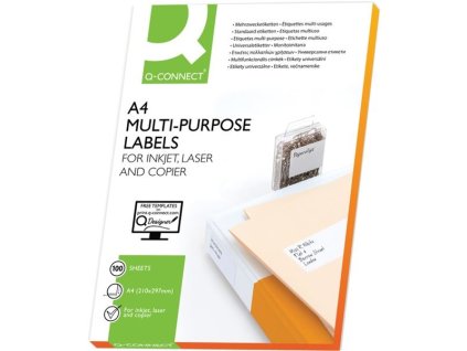 Univerzální etikety Q-Connect - bílé, 210 x 297 mm, 100 ks