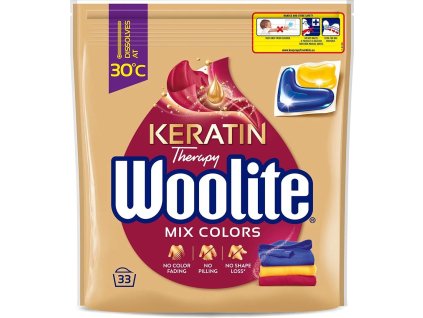 WOOLITE Gelové kapsle na barevné prádlo s keratinem 33 ks