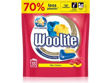 WOOLITE Gelové kapsle na barevné prádlo s keratinem 33 ks