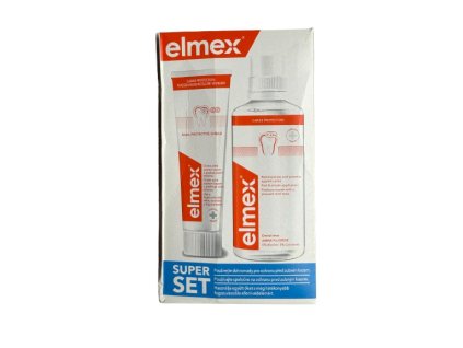 ELMEX Caries Protection Super Set ústní voda 400 ml + zubní pasta 75 ml - poškozený obal