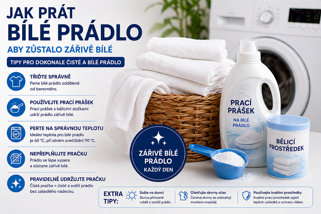 Jak prát bílé prádlo, aby zůstalo zářivě bílé