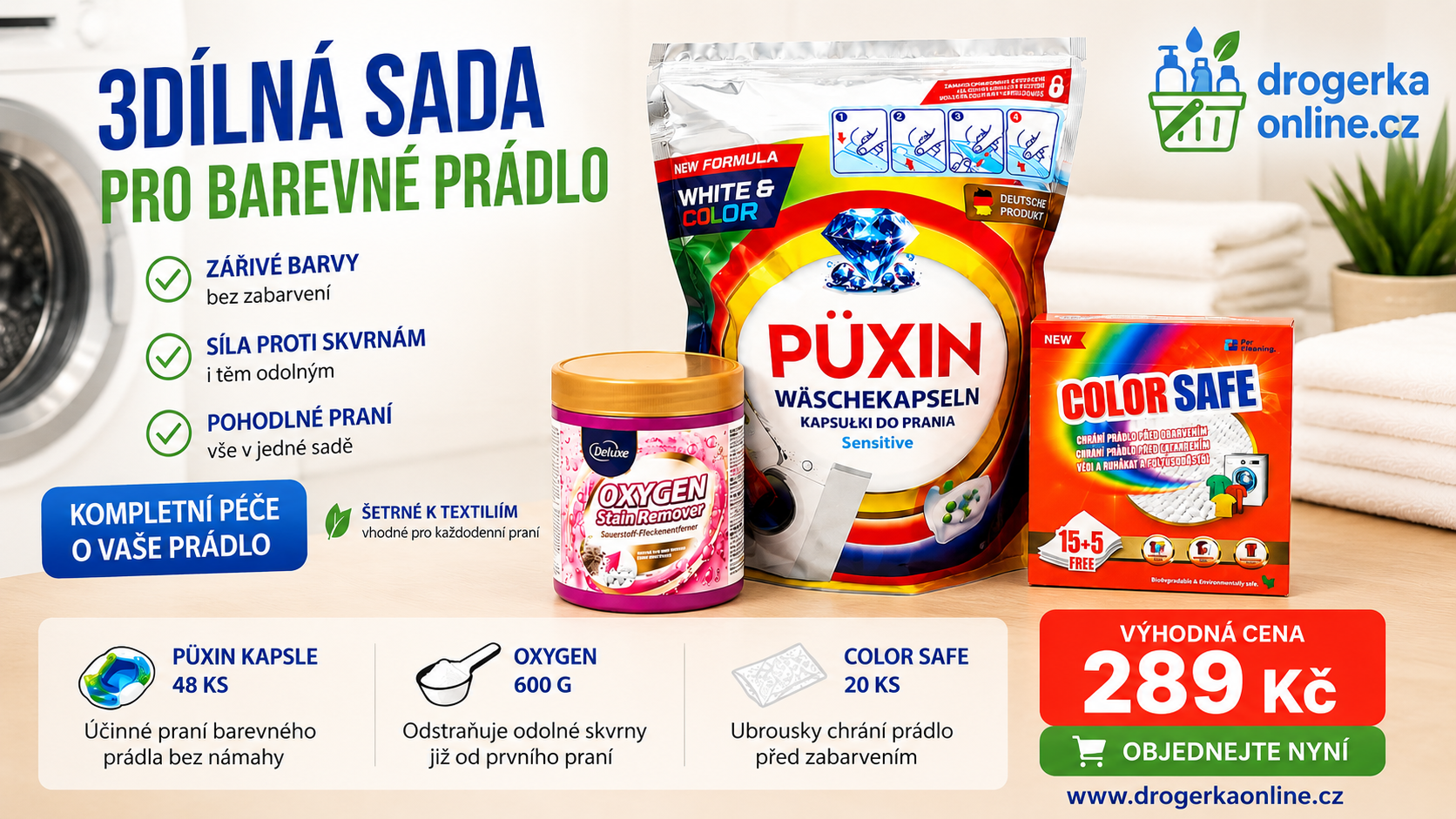 3 dílná sada pro barevné prádlo