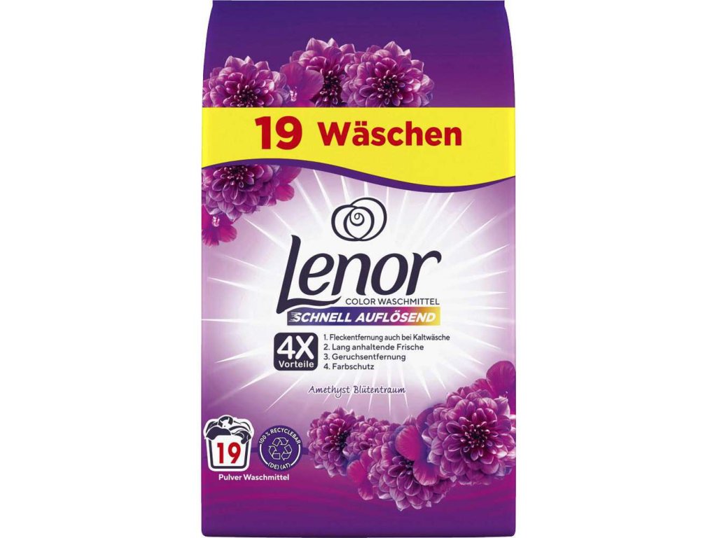 LENOR prací prášok 4xActions Color Amethyst 1.14KG/19PD