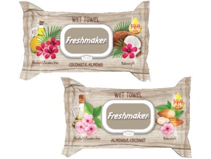 Freshmaker Coconut&Almond vlhčené obrúsky 144ks s klipom