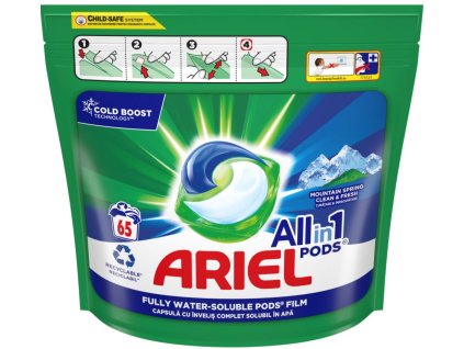Ariel All In 1 Mountain Spring gélove tablety na pranie 65ks