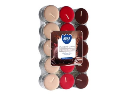 Aura Bispol Chocolate Cherry vonné čajové sviečky 30ks
