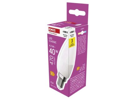 LED žiarovka Classic 4,2W/40W E14, NW neutrálna biela, 470 lm