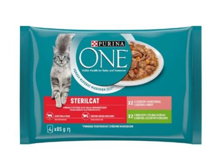 Purina One Sterilcat - kapsičky pre sterilizované mačky 4×85 g (losos, morčacie)